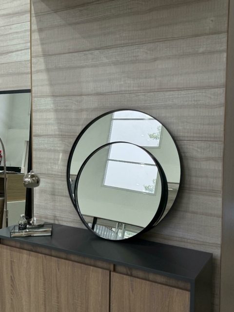 Espejo circular con marco de hierro N 80 Negro