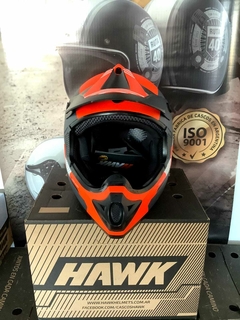 CASCO HAWK RS7 NARANJA/AZUL + GUANTES DE REGALO - comprar online