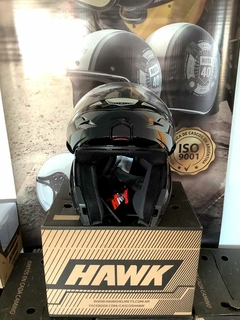 CASCO HAWK RS5 REBATIBLE FLIP UP NEGRO BRILLANTE + GUANTES DE REGALO - comprar online