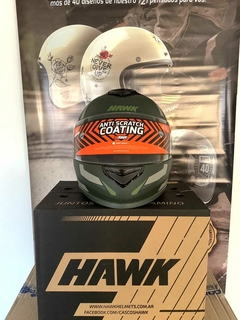 CASCO HAWK RS1 FULL VERDE CAMOUT + GUANTES DE REGALO en internet