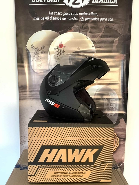 CASCO HAWK RS5 REBATIBLE FLIP UP NEGRO MATE + GUANTES DE REGALO
