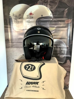 CASCO HAWK ABIERTO 721 NEGRO BRILLANTE + GUANTES DE REGALO