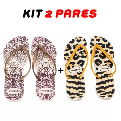 Kit 2 Chinelos Feminino Havaianas Onças