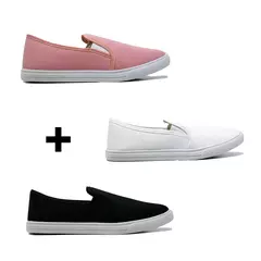 Imagem do Kit 3 Tênis Feminino Slip On Casual
