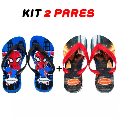 Kit 2 Chinelos Infantil Menino Havaianas Homem Aranha