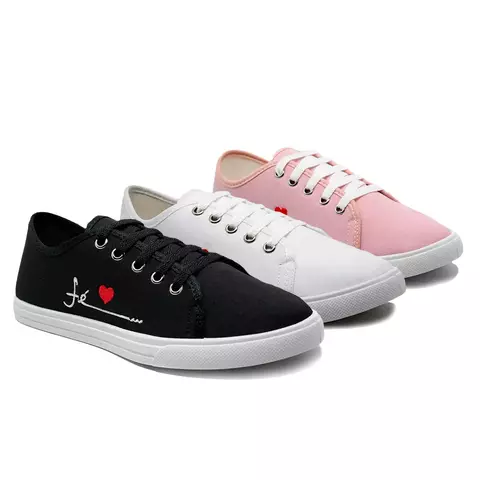 Kit 3 Tênis Feminino Casual FÉ