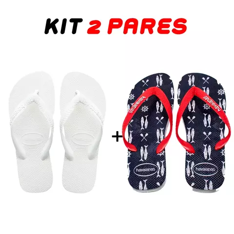 Kit 2 Chinelos Masculino Havaianas Branco + Sortido