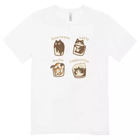 Camisa Feminina Baby Look Coffee Cats