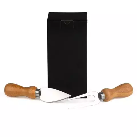 Conj Para Queijo Madeira/Inox - 2 Pçs