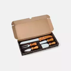 Conj. Para Queijo E Faca Para Pão Em Inox / Bambu / Madeira - 5 Pçs