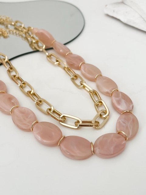 MIX PRONTO CORRENTE ELOS + COLAR PEDRA ROSE - comprar online