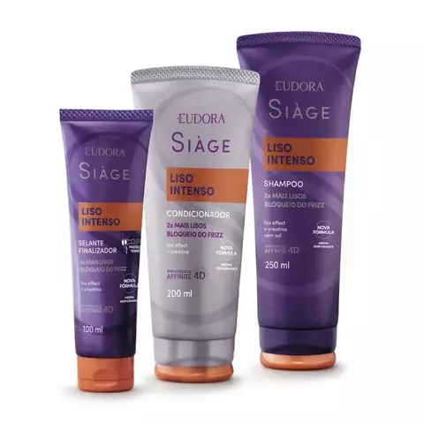 Siàge Liso Intenso: Shampoo 250ml + Condicionador 200ml + Leave-in Capilar 100ml