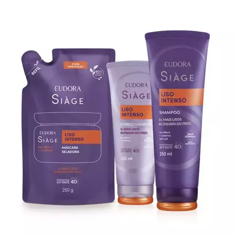 Siàge Liso Intenso Rotina: Shampoo 250ml + Refil Máscara Capilar 250g + Condicionador 200ml