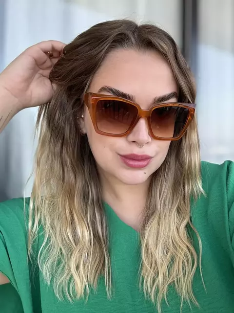 ANTONIA | Óculos de Sol Quadrado – Acetato - Caramelo