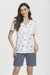 Pijama Bermudoll Feminino Verão - Azul Flores na internet