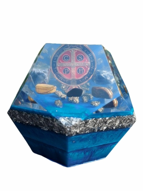 Orgonite Dodecaedro Medalha de São Bento com Nanotecnologia