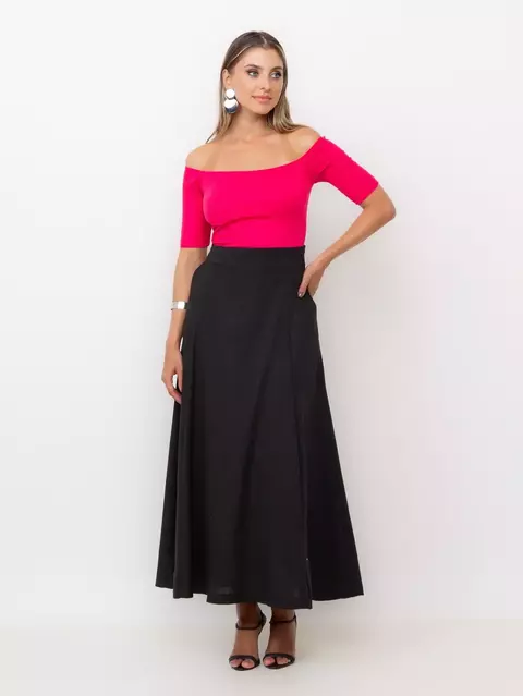 Saia Longa Con Q.Star Linho Moda Evangélica Tendência