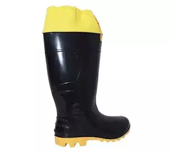 Bota PVC Kadesh Safety Boots Cano Longo com Polaina – Preta com Solado Amarelo - comprar online