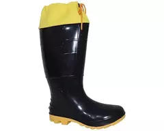 Bota PVC Kadesh Safety Boots Cano Longo com Polaina – Preta com Solado Amarelo