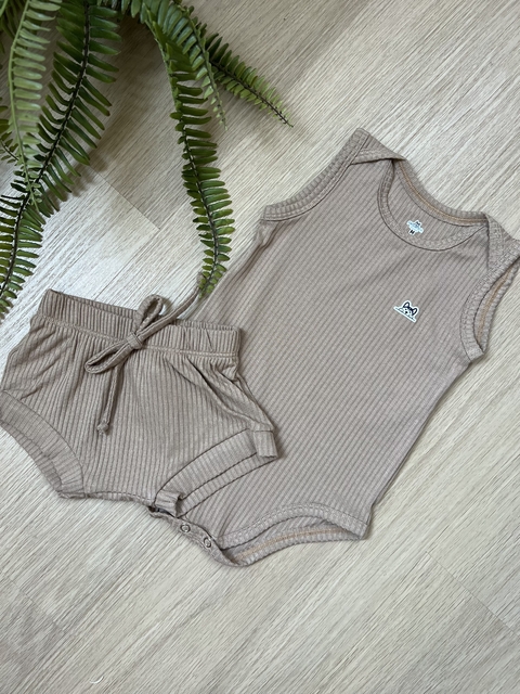 Conjunto Body Regata Menino Bege