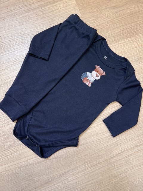 Conjunto Body Manga Longa Marinho Dog