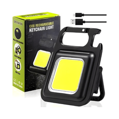 alt="Mini linterna COB recargable USB con caja y cable incluido"