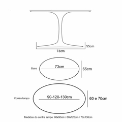 Base de Mesa Saarinen de Jantar Oval em Alumínio - Tampos de 180 x 100 cm até 235 x 122 cm - loja online
