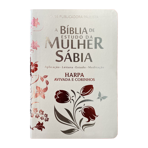 BÍBLIA DA MULHER SÁBIA FULL COLOR C/ HARPA - TULIPA BRANCA