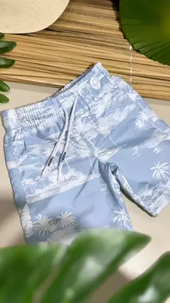 Bermuda Tactel Premium Estampado Azul e Branco - comprar online