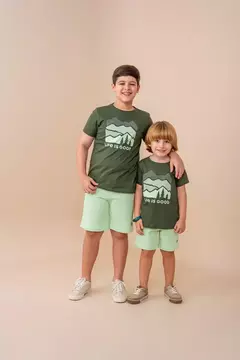 Conjunto Básico Moletom Life Is Good Verde Jungle - Malaguetinha Kids