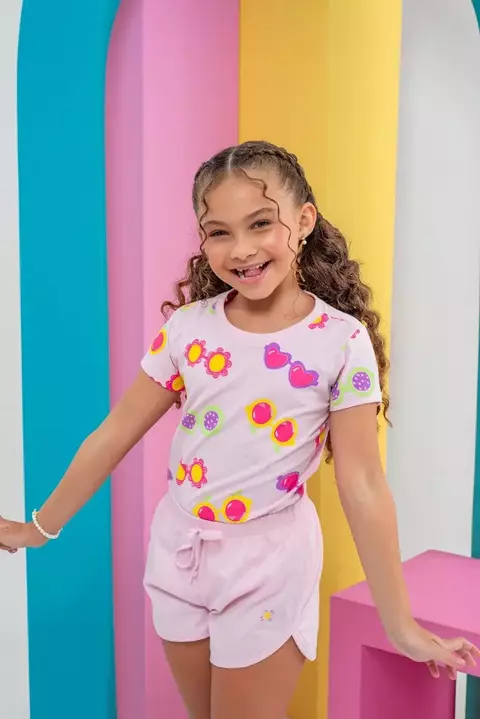 Conjunto Básico Óculos Rosa Claro