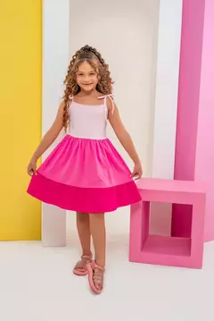 Vestido de Alça com Recortes Modelo Três Marias Rosa - comprar online
