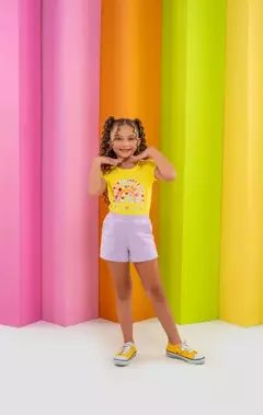 Conjunto Básico Moletom Love Happy Amarelo - Malaguetinha Kids