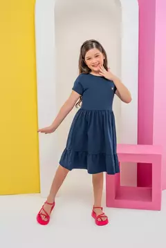 Vestido de Manga Três Marias Azul Marinho - loja online