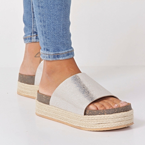 Sandalias Luna Plata – Plataforma Yute 5.5 cm - comprar online
