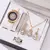 5/6 pçs conjunto rosa ouro relógio de luxo feminino anel colar brinco - Fiora Zara