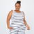 Camiseta Feminina Listrada Plus Size na internet