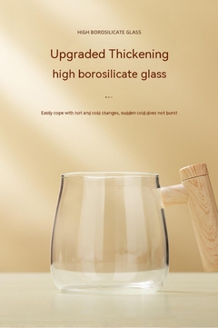 Caneca de café elétrica de vidro com agitação automática de 400 ml