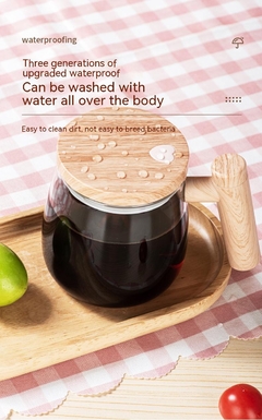 Caneca de café elétrica de vidro com agitação automática de 400 ml