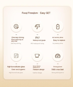 Caneca de café elétrica de vidro com agitação automática de 400 ml - Zênite