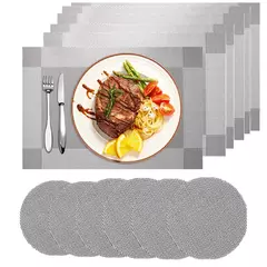 Conjunto de 6 conjuntos de jogos americanos e porta-copos elegantes, tapete de v - Zênite