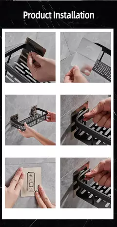 Imagem do Parede Pendurado Rack Retangular, Duche Shampoo Tripé, Sem Broca, Prateleiras D