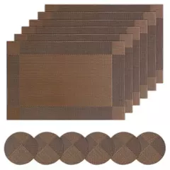 Imagem do Conjunto de 6 conjuntos de jogos americanos e porta-copos elegantes, tapete de v