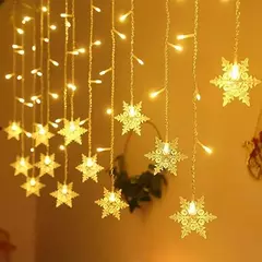 3.2m flocos de neve de natal led luzes da corda piscando luzes da cortina de fad - comprar online