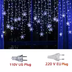 3.2m flocos de neve de natal led luzes da corda piscando luzes da cortina de fad na internet