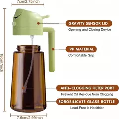 Pulverizador de óleo de vidro escuro 470ml, dispensador de azeite - loja online