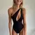 Bodysuit Feminino Preto Um Ombro na internet