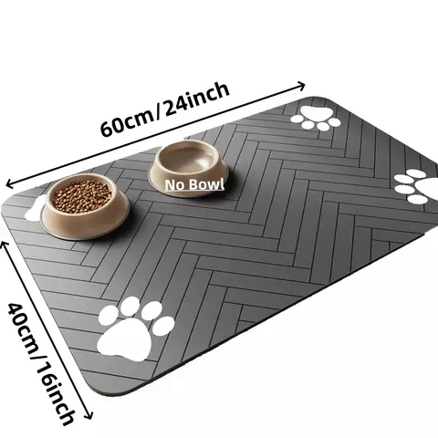 Tapete de alimentação absorvente para pets — tamanhos S (gatinho), M e L; tapete impermeável para tigelas de comida e água de cães e gatos, com base de borracha de secagem rápida
