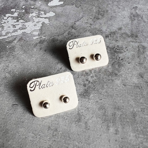 Aros bolitas pequeños con tuerca - plata 925