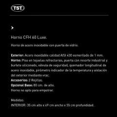 Horno TST corbelli semi industrial puerta de vidrio 482-60 - comprar online